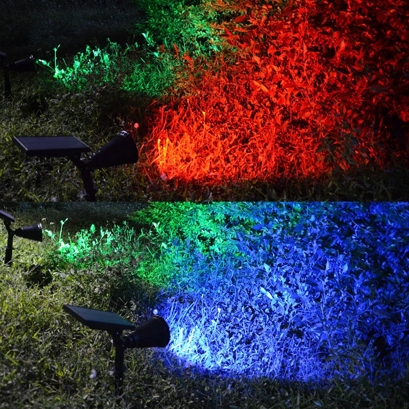 Smart 4 big LEDs lawn RGB light IP65 waterproof solar led garden lights outdoor wall led light landscape solar recharged