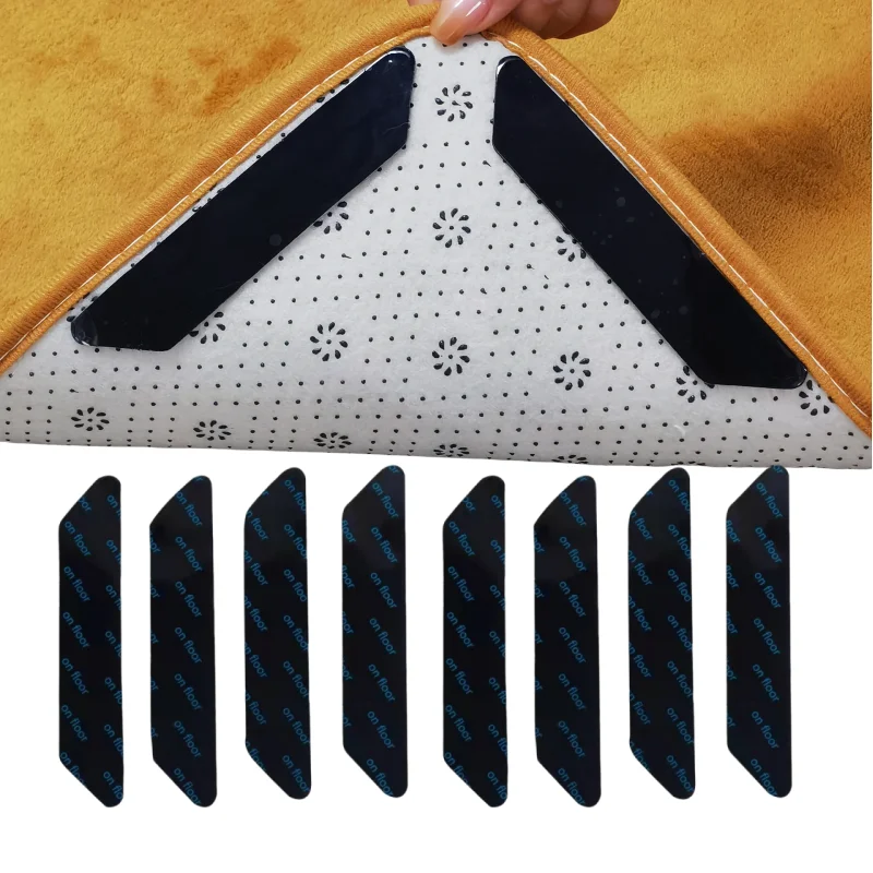 Non-Slip Floor Stickers Curling Rug Pads Mat Reusable Removable Anti Slip PU Rug Gripper For Carpet