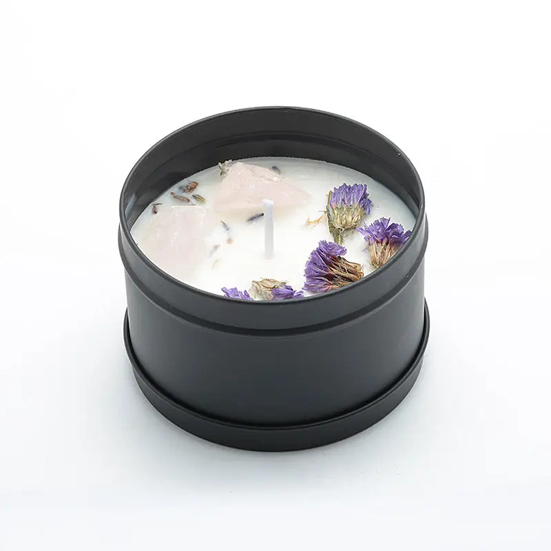 Luxury Custom Private Label Velas Dried Flowers Healing Crystal Aromatherapy Scented Candle/Candels