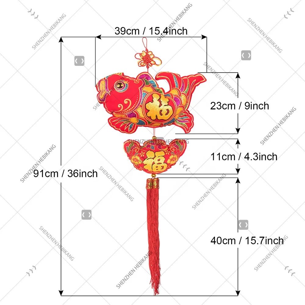 Popular 2020 Chinese New Year Decoration traditional lunar year blessing fish hanging Ornaments tassel knot pendant