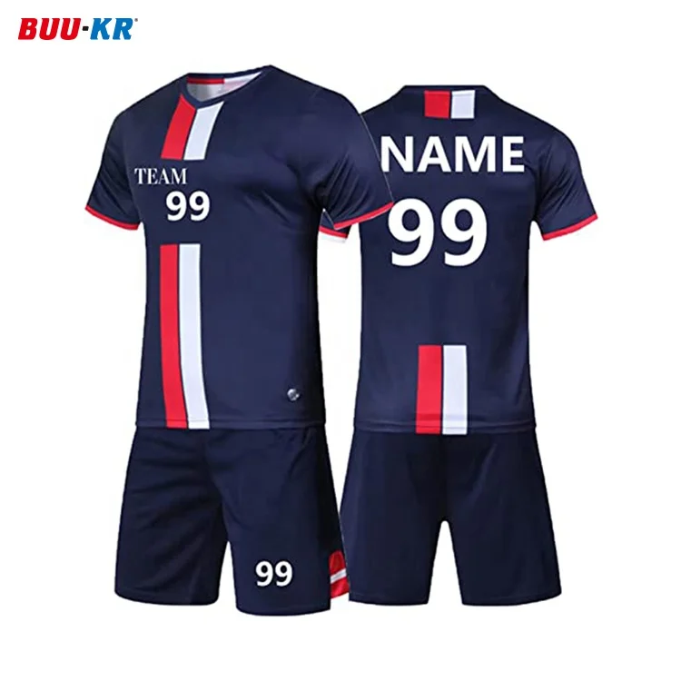 Custom Thailand Sublimation Club America Germany Brazil Sports Team Wear Blue Wholesale Soccer Uniform With Number