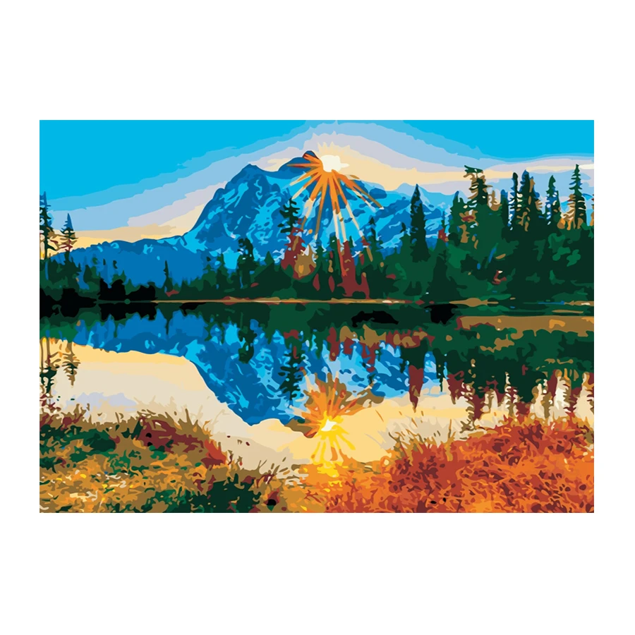 
DIY hand-painted oil painting 40*50CM Snow Mountain Lake oil painting by numbers 