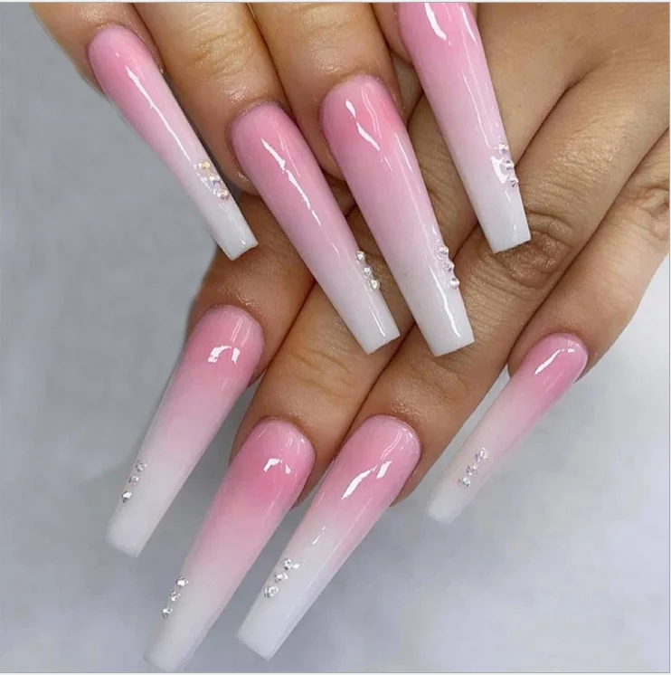 Good Price Luxury Mixed Color Long Ballerina Nails Made By Hard Acrylic Material Thick Nails On Sales