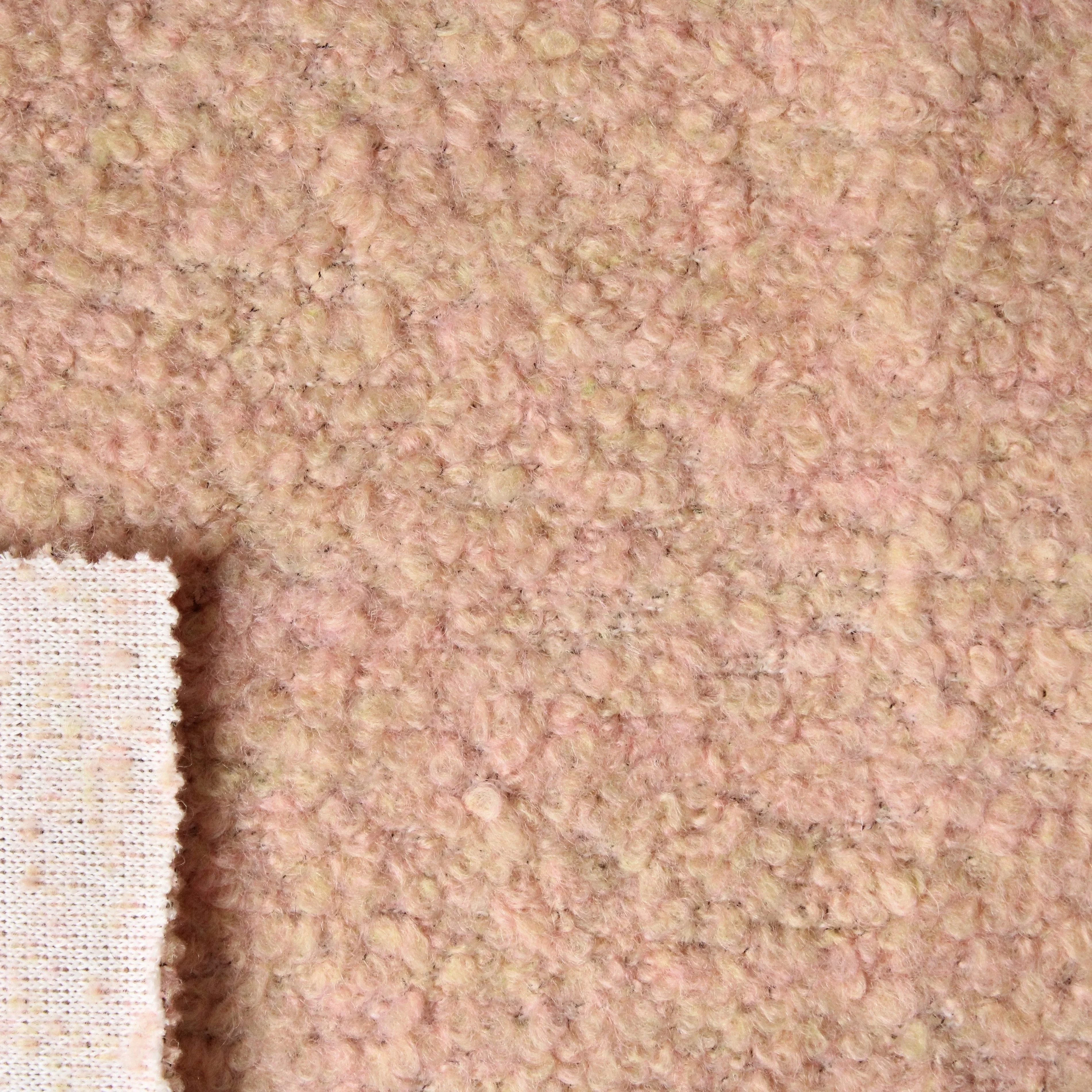 Low MOQ Factory Cheap Price High Quality Pink Colorful Soft Warm Fleece Style 36% Wool Blended Knit Fabric for Suit Coat