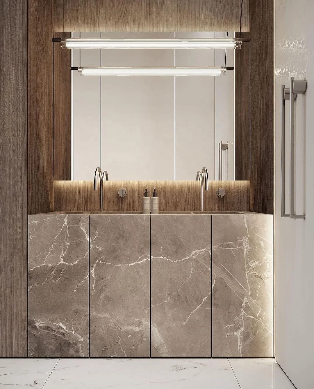 Natural Grey Marble Pedestal Sinks Bathroom Wash Basins Modern Design