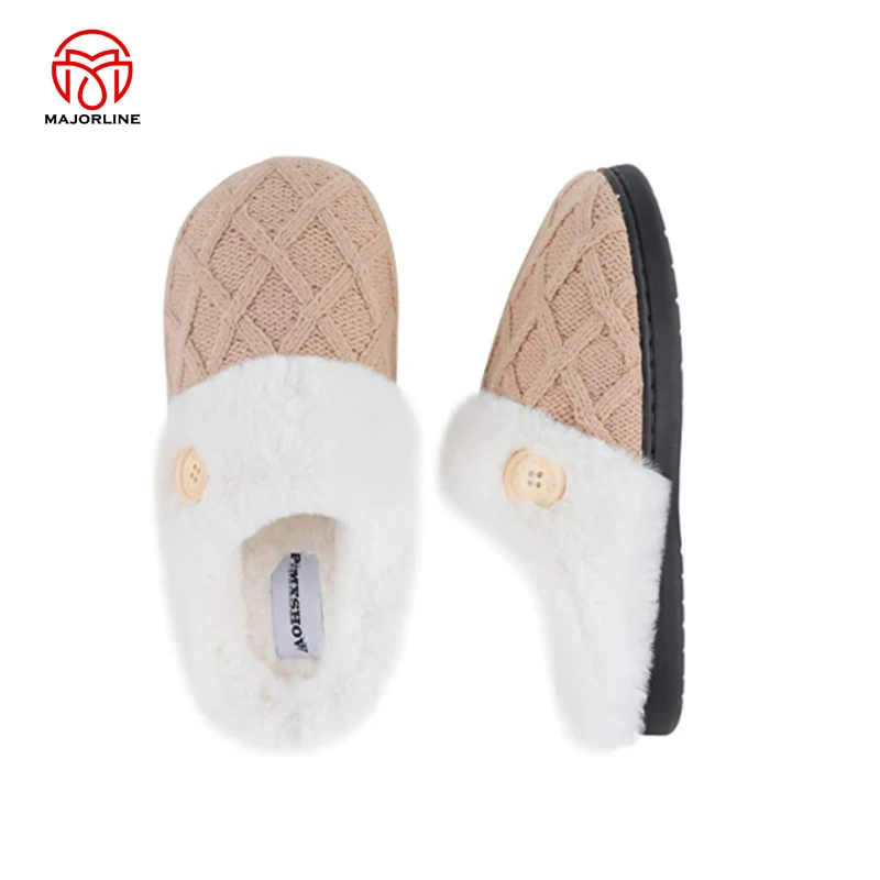 OEM women winter slipper Latest design elegant soft warm knitted ladies fancy daily use home winter cashmere slippers