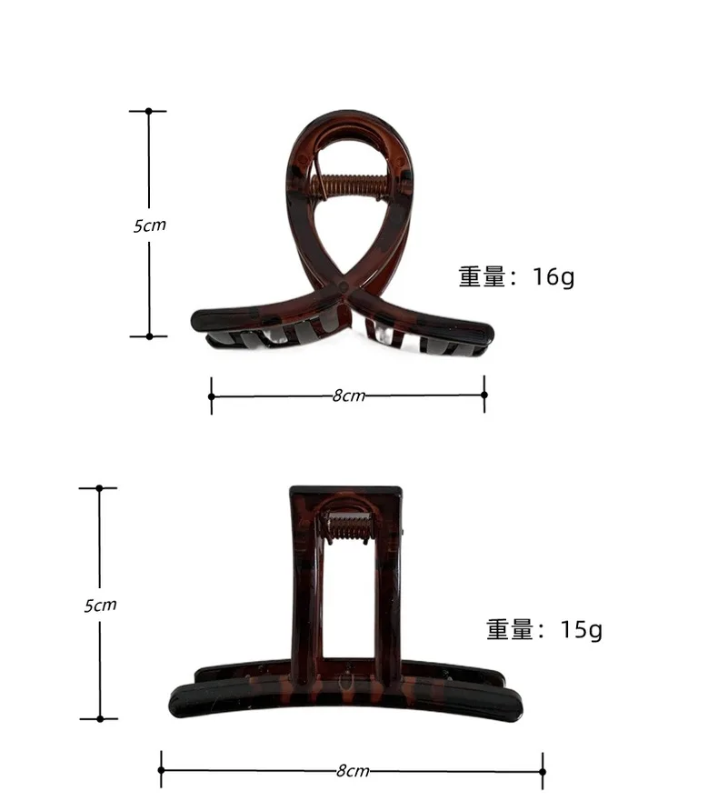 GIRLIZE Wholesale Fashion 8cm Color Hollow Geometric Crossed Wave Big Plastic Acrylic Women Hair Claw Clip For Thick Hair