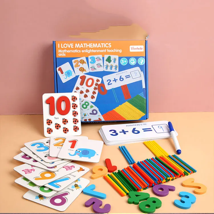 Preschool Montessori Learning Digital matching box Early education Math wooden Sticks counting toys