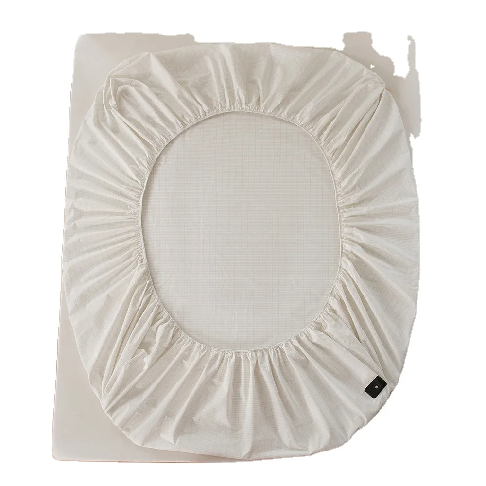 Silver Cotton Conductive Grounding Earthing Bed Fitted Sheet With 4 m Cable Wire Plug For King Size Bed