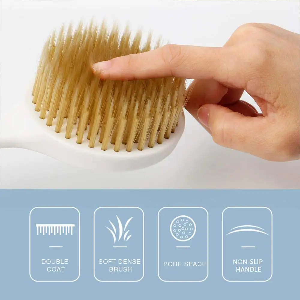 New Soft Double hair shower brush with Long Handle Bath Brush Back Scrub for Wet or Dry Washing