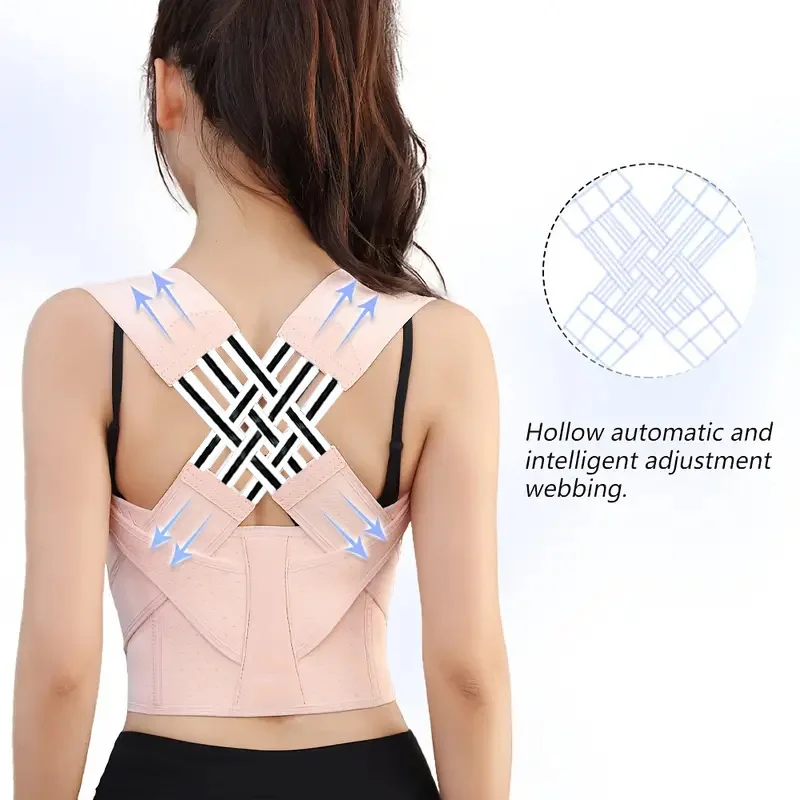 Pink Back Brace Posture Corrector for Women and Men Adjustable Back Support