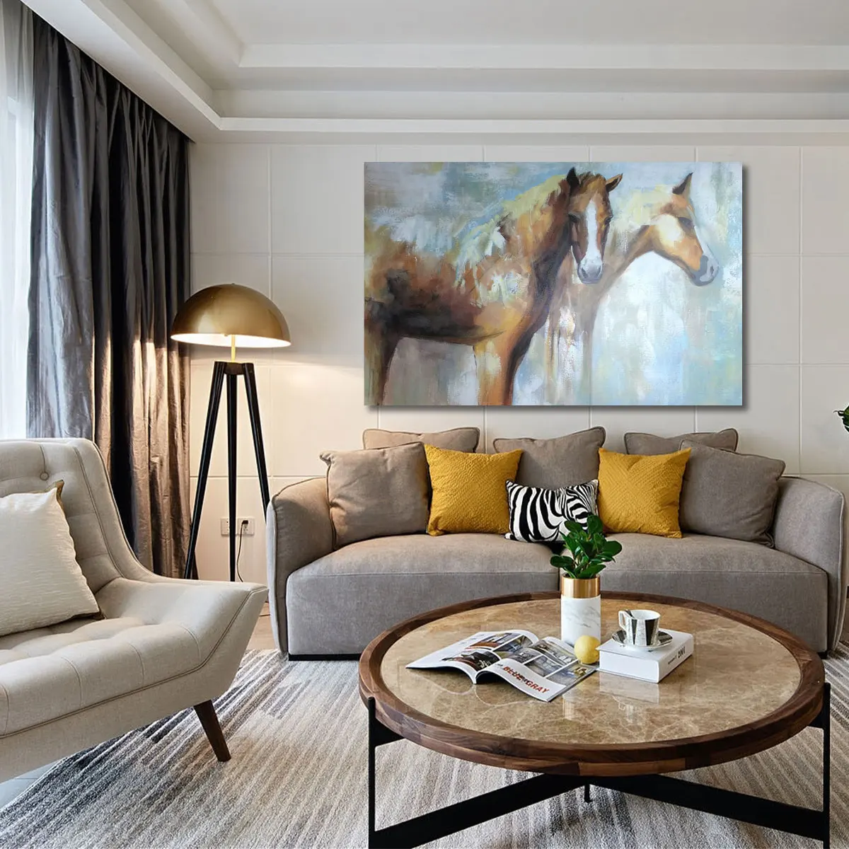 Original Art 100% Hand-Painted Modern Art Horse Wall Arts Horse Paintings Home Decor Chinese Horse Painting