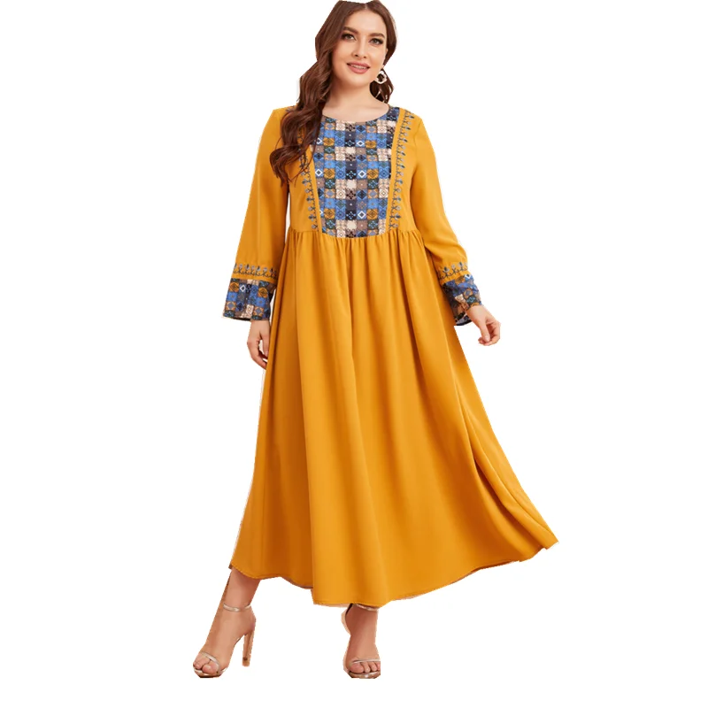 Популярная новинка, большая женская модная длинная юбка с вышивкой, с большой драпировкой, Современная мусульманская одежда