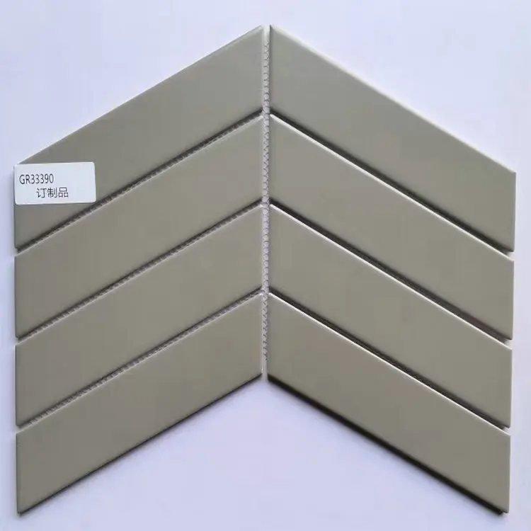 Hot Selling Black Fishbone Looking Glazed Porcelain Mosaic Tiles Glossy/Matte Finish for Interior Wall in Sheet Style