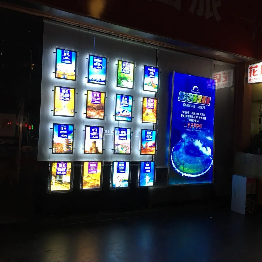 
A3 A4 Real Estate Agent Window hanging display led acrylic light box 