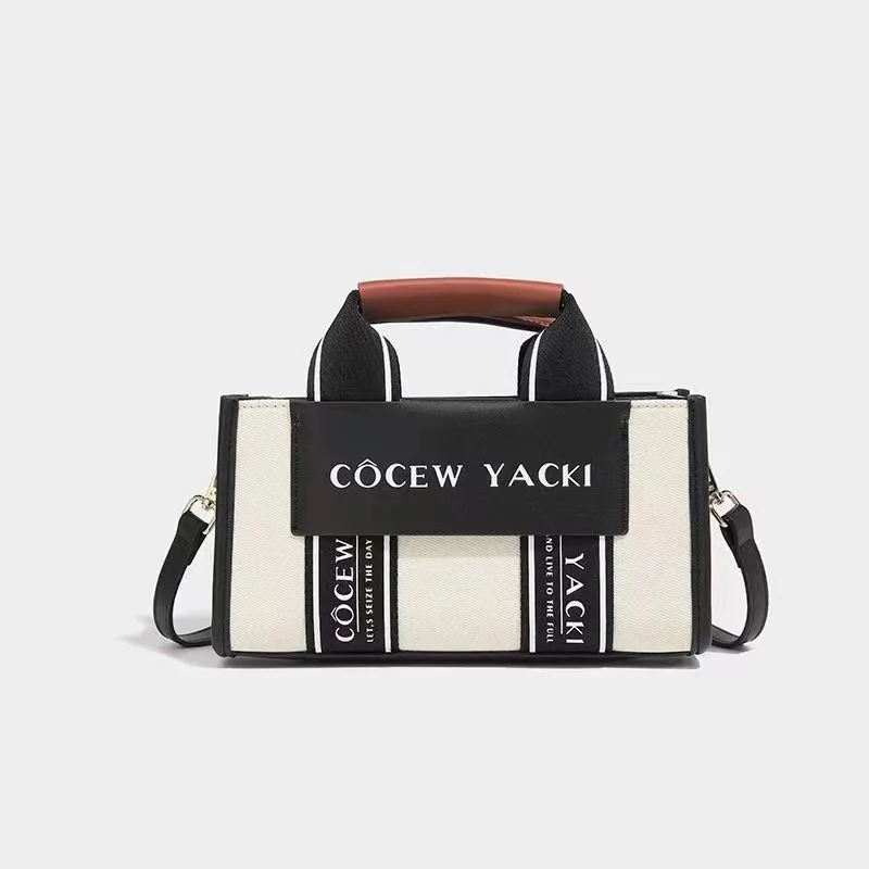 Hot selling Custom Logo Square Denim HandBags with straps Jean cotton canvas tote Women bags Contrasting colors crossbody Purses