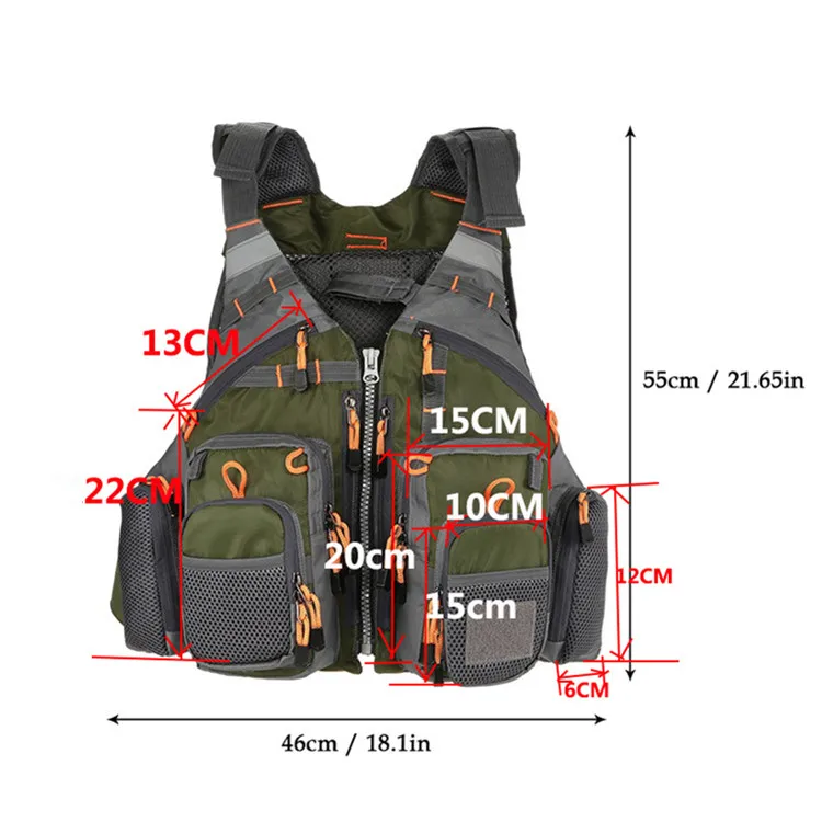 Breathable Adjustable Size Men Women Multi Pocket Mesh Fly Fishing Vest for Swimming Sailing Boating Camping