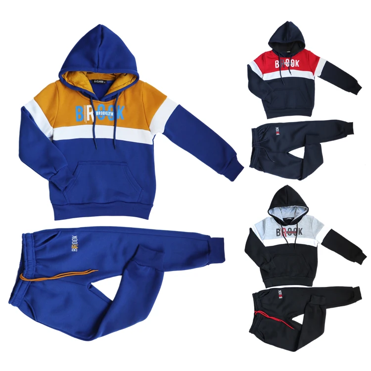Заводская цена, низкий минимальный заказ, модный дизайн, большой детский комплект из 2 предметов с капюшоном с буквенным логотипом, детский наряд с логотипом, комплект одежды
