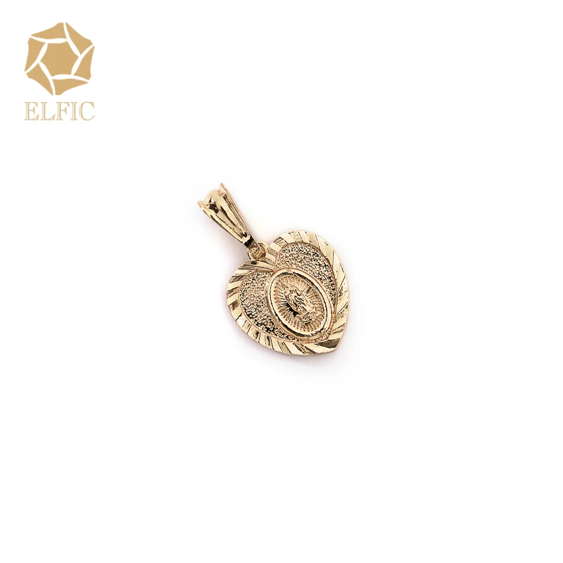 Elfic Religion jewelry gift virgin mary pendant gold plated 14k tricolor jewelry virgencita joyeria heart jewelry