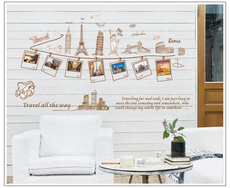 
AY9011 Travel World Adesivo Parede Wandsticker Mural City Album Travel Stickers 