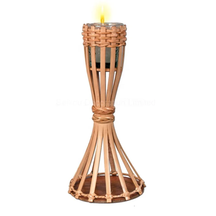 
Colorful Weaving Bamboo Tiki Torch For Outdoor 