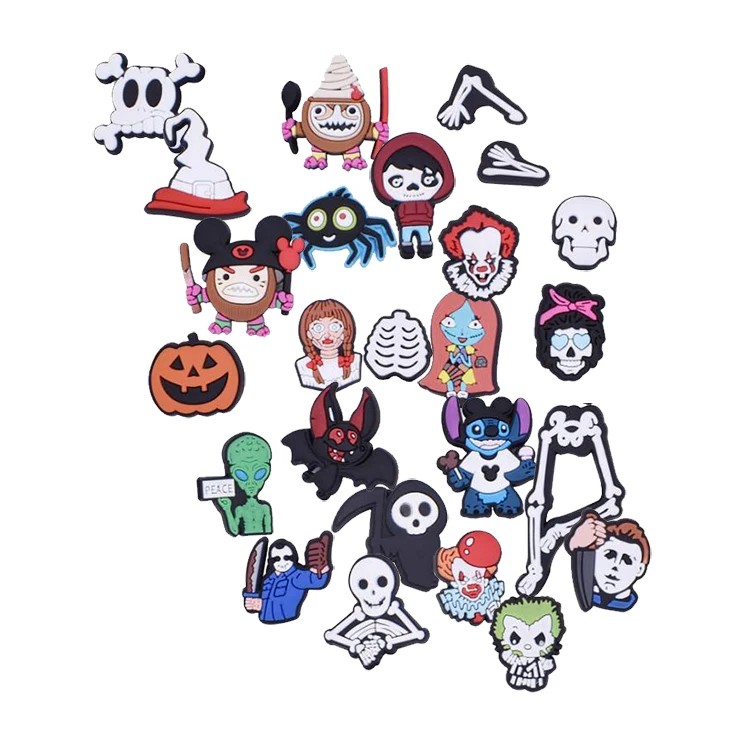 New Wholesale Customized Halloween Rubber Pvc Cartoon Shoe Charms Decoration Accessories For Clog Shoes