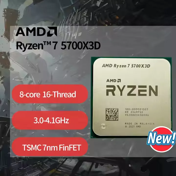 AMD R yzen 7 5700X3D Processor 3.0GHz 8 Core 16 Threads Desktop CPU r7 5700x 3D