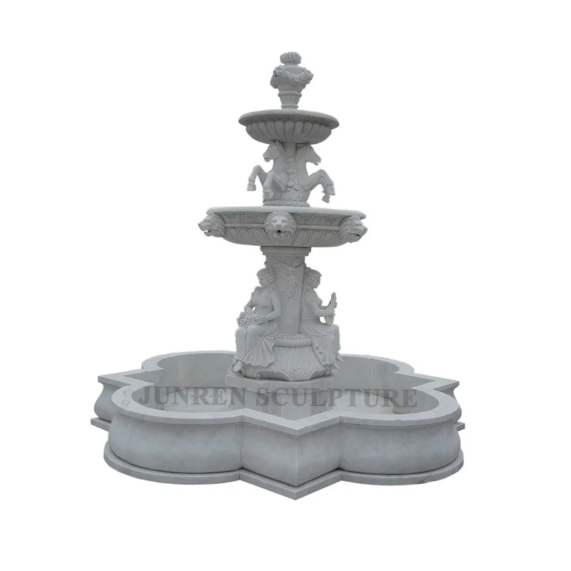 Садовый декор, Мраморная каменная статуя богини, водяной фонтан, ангел, Детская статуя, водяной фонтан, статуя лошади, водяной фонтан