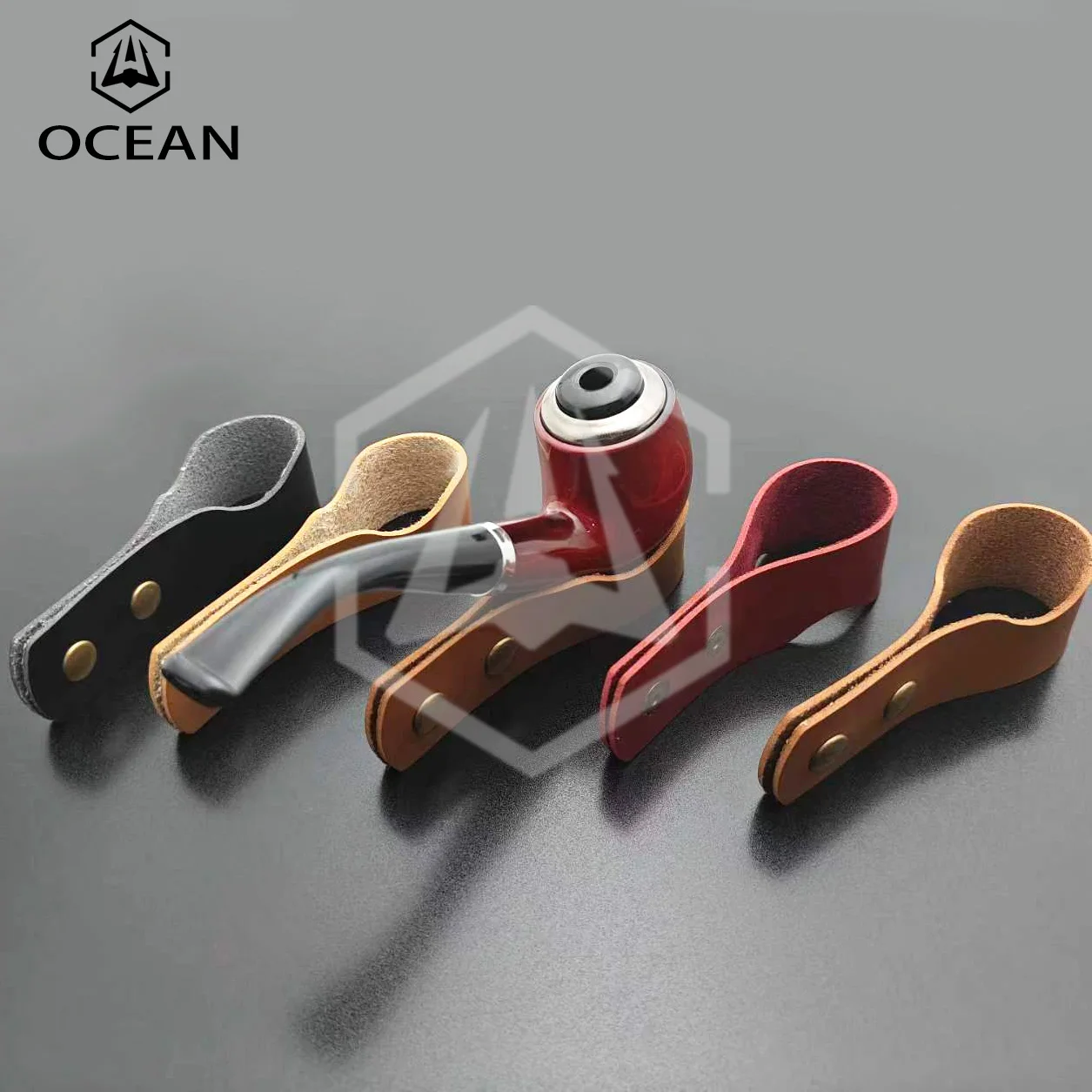 PU leather smoking cigarette tobacco long pipe Pimp rack cigar stand holder