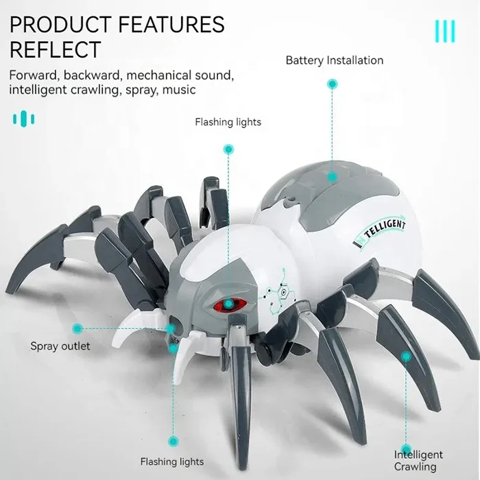 Rc Toy Spray Lights Bot Black Widow Spider Realistic Robot Toy Rc Animals Remote Control Spider Toy With Music For Boy