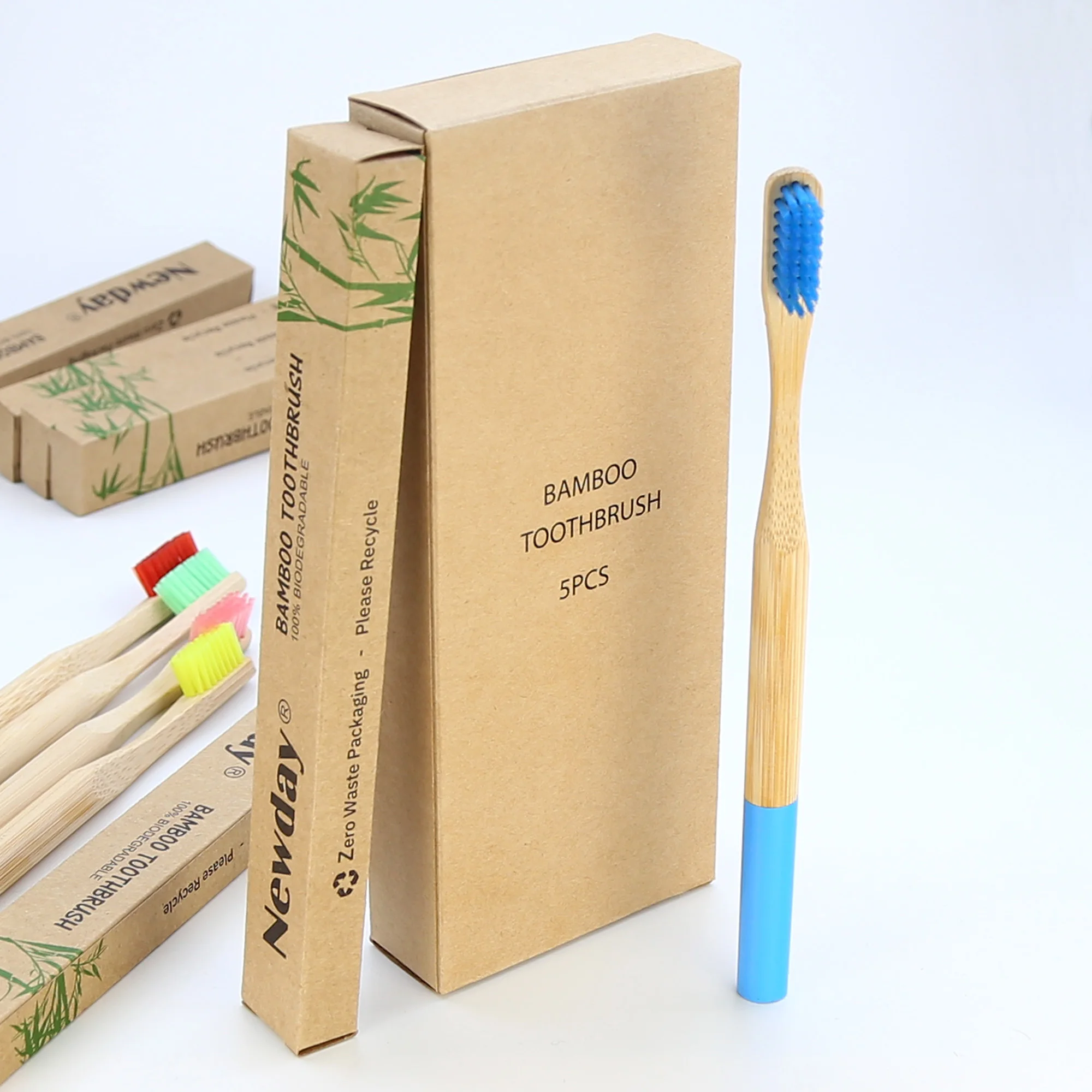 Eco-friendly BPA free Nylon Bristles OEM Bamboo Toothbrush with Customized no waste Packing and Logo