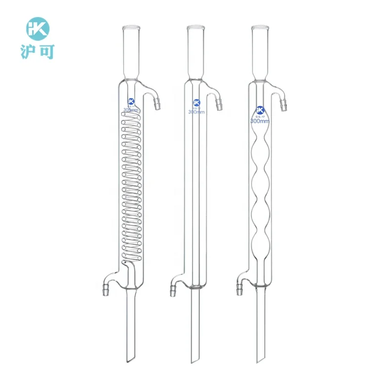 Factory price lab use glass Allihn condenser with bulbed inner tube
