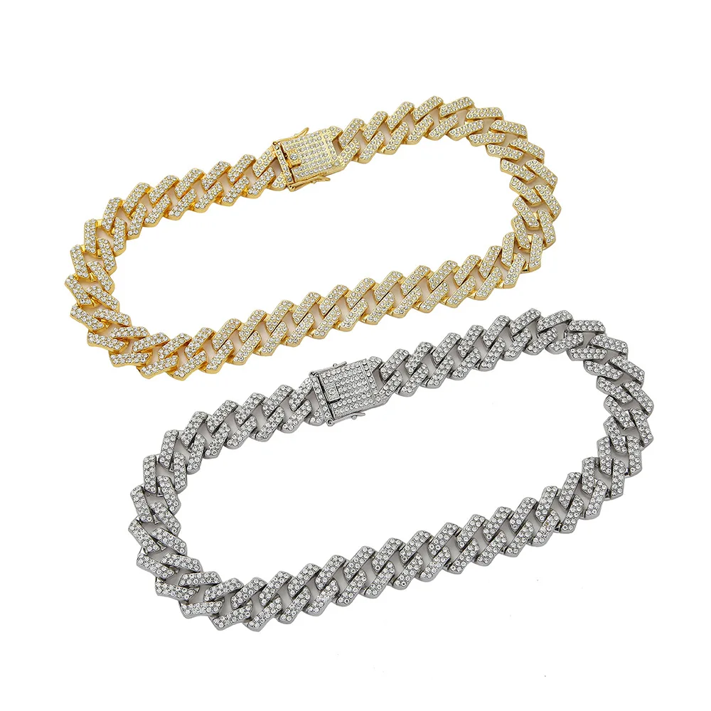 Men Hip Hop Iced Out Bling Chain Necklace 20mm Cuban Chains Necklaces Male Fashion Hiphop Jewelry Decoration Zinc Alloy Lock RQ