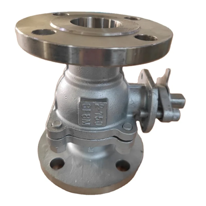 CF8 2-PC Ball Valve Flange End DIN Standard Direct Mounting Pad Stainless Steel 304