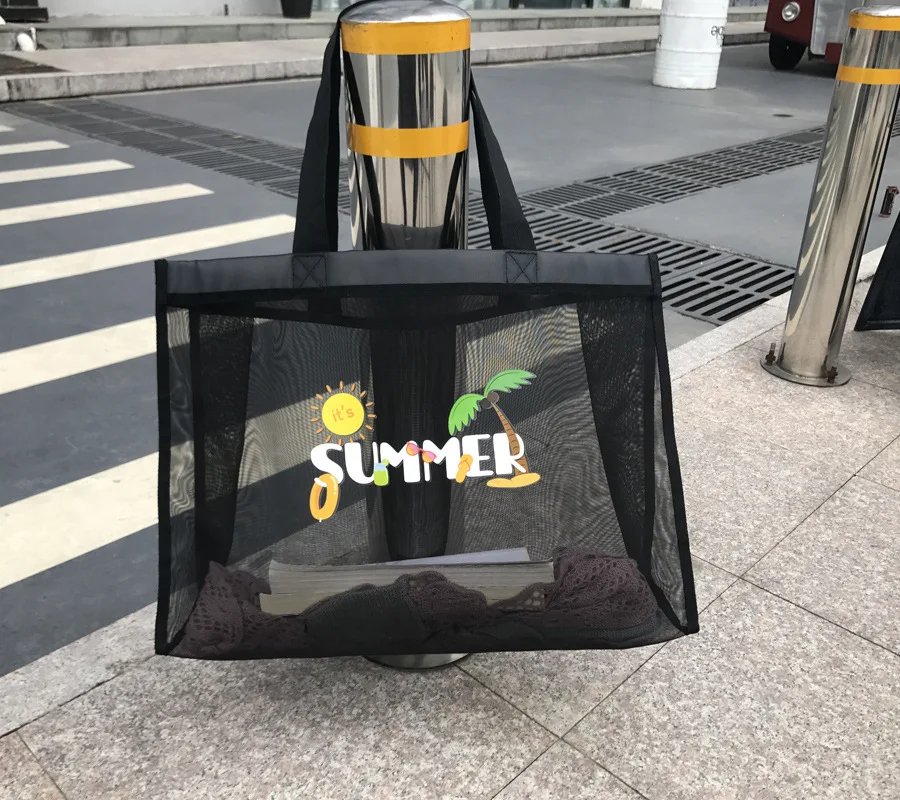 Fashional good sales Mesh Fabric Beach tote bag for Amazon
