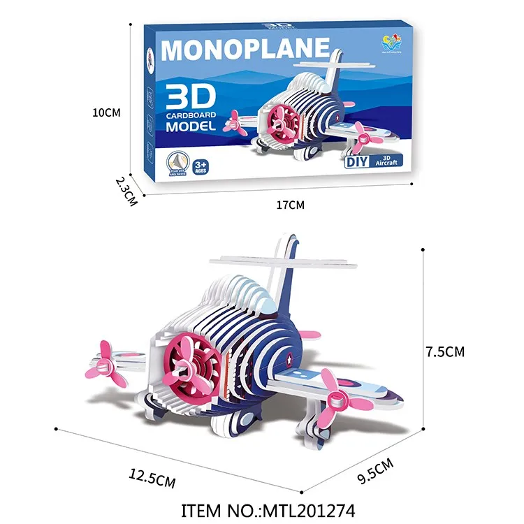 Cheap Price Interactive Game Toy Baby DIY Handmade Jigsaw Puzzles Aircraft Model Cardboard 3D Puzzles Toys for Kids