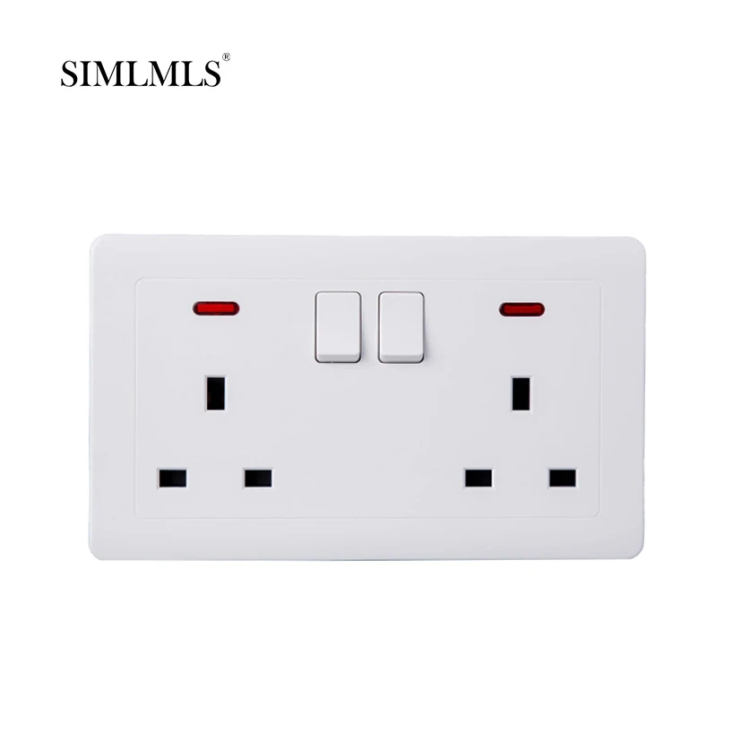 China supplier white modern EU UK US standard 13 amp wall switch double socket outlet