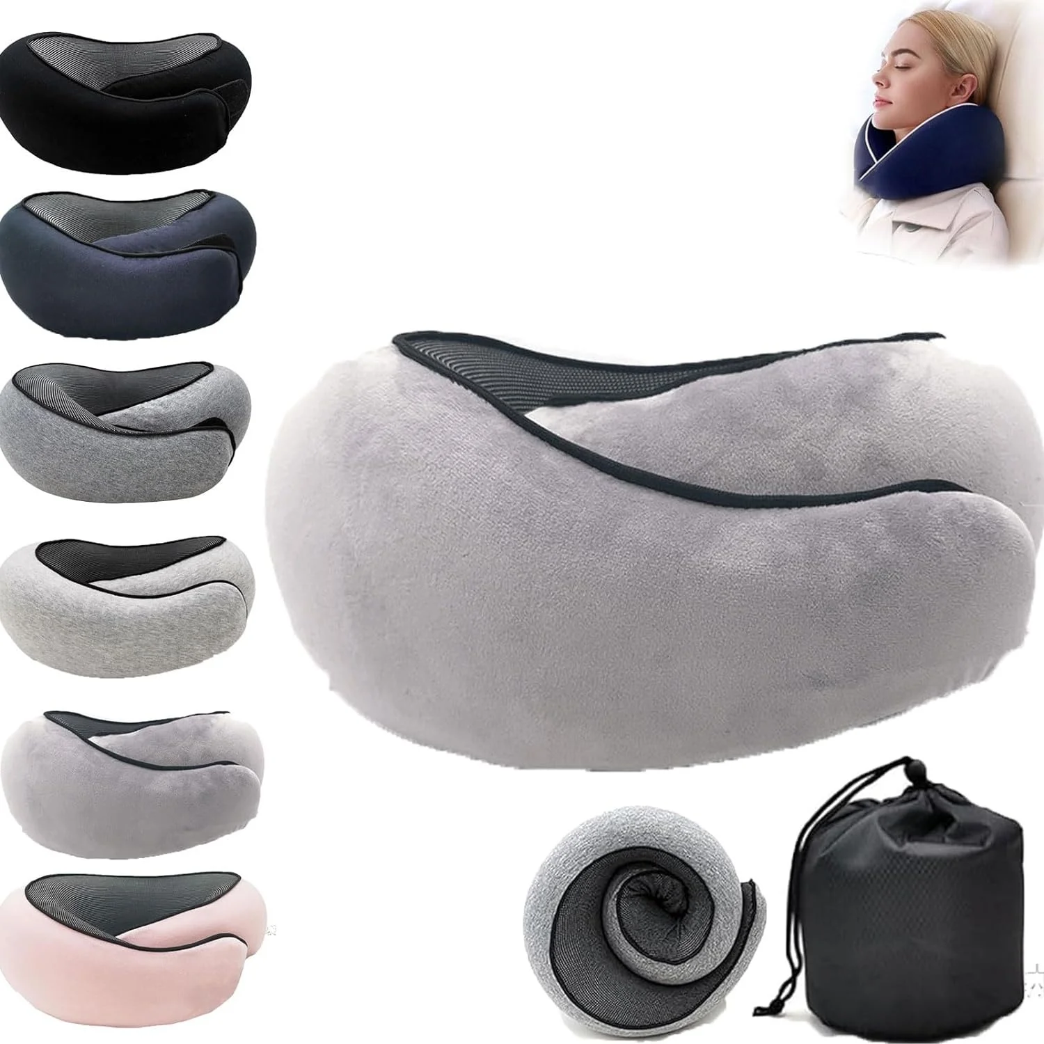 Neck Pillow 360-Degree Adjustable  Snail Travel 100% Pure Memory Foam Travel Pillow for Sleep Rest Airplane Car Office Home Use