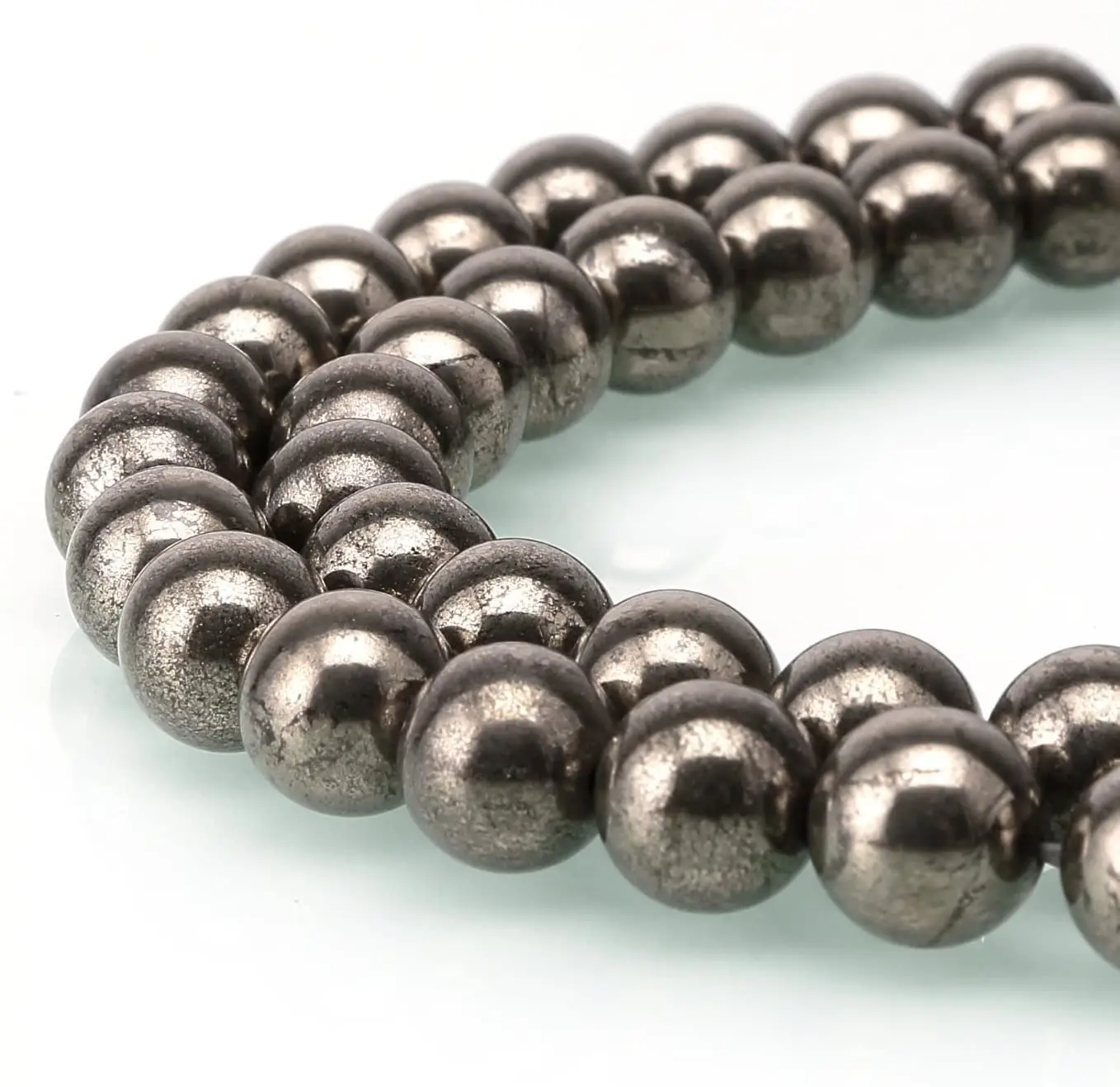 Natural Pyrite Gemstone 8mm Smooth Round Loose 50pcs Beads 1 Strand for Bracelet Necklace Earrings Jewelry Making