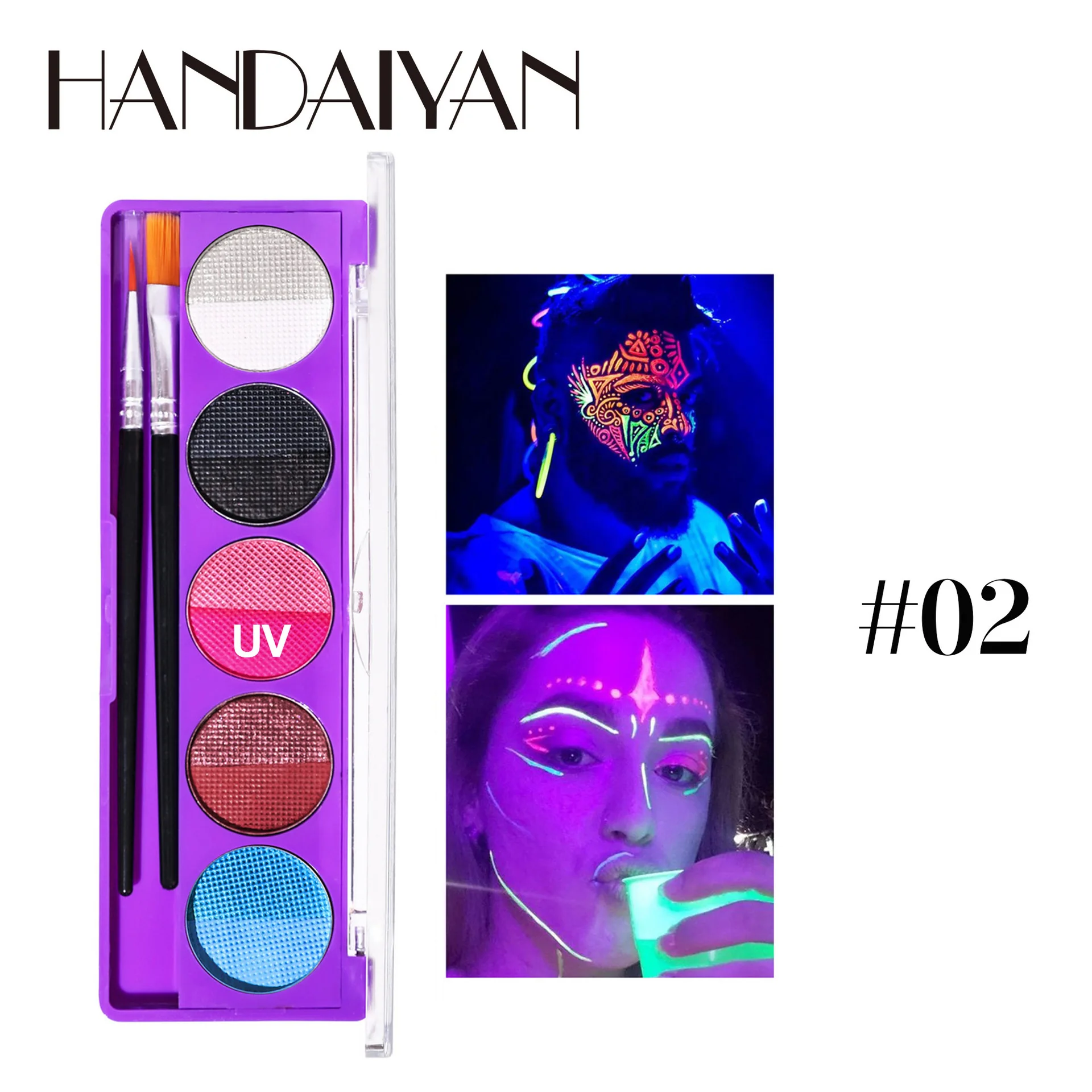 Handaiyan Organic Water Based Pigment Makeup Party Uv Water-Soluble Body Painting Eye Shadow Painting Plate Festival Eye Makeup
