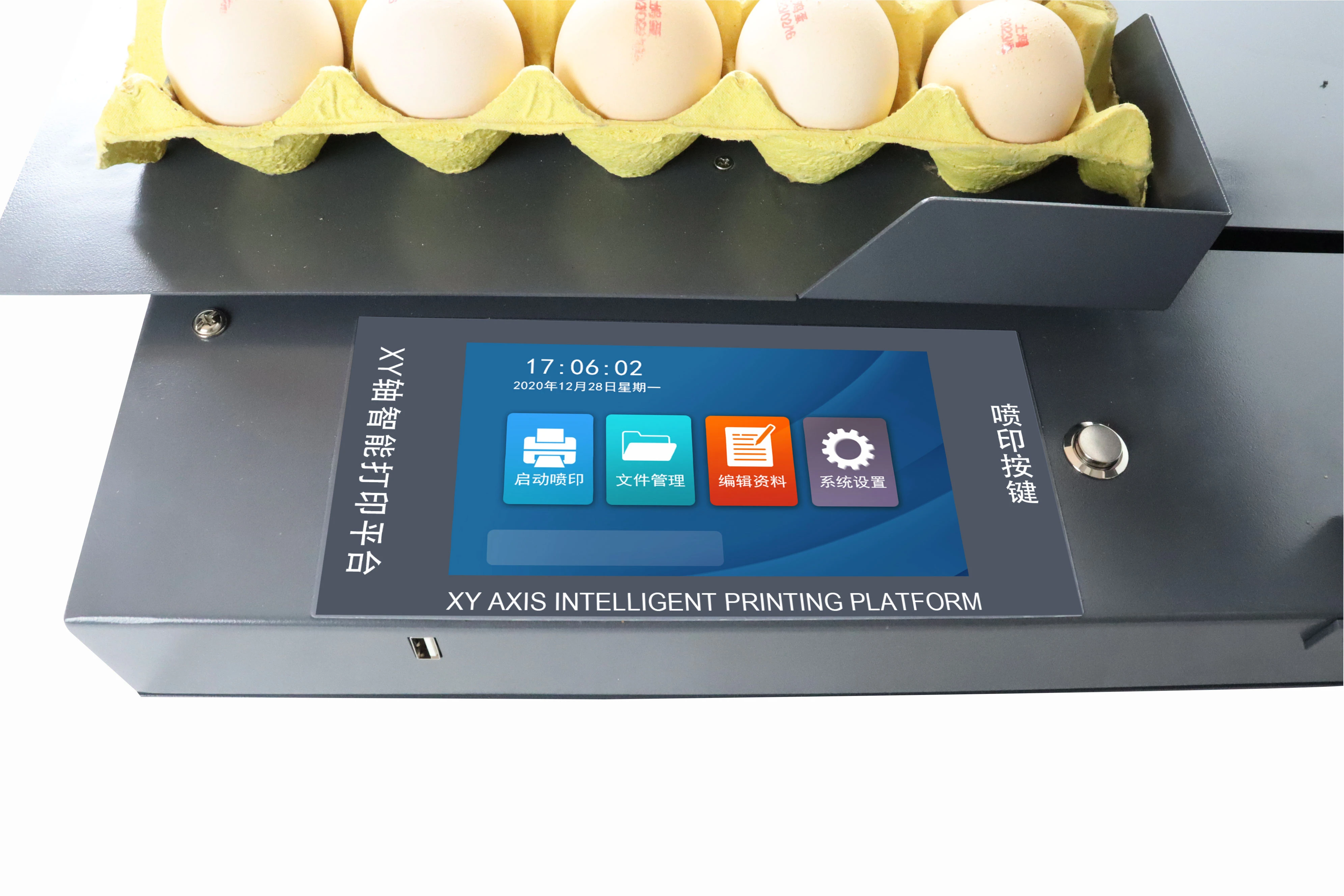 Smart Touch Single Head Logo Bar Code Screen Coding Printers Of Chicken Egg Fully Automatic Egg Inkjet Printer Machine