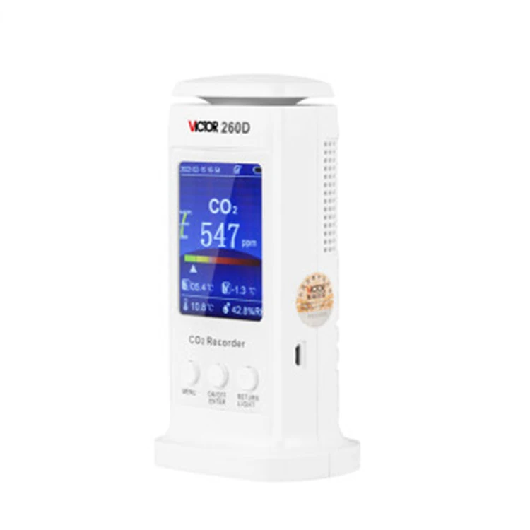 VC260D CO2 Monitor with USB Temperature and Humidity Air Quality Tester 3 In 1 Carbon Dioxide Recorder