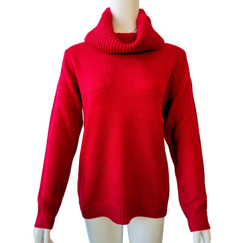 OEM вязаный джемпер большого размера свитера осень зима носит пуловер с длинным рукавом под заказ Красный водолазка женский свитер