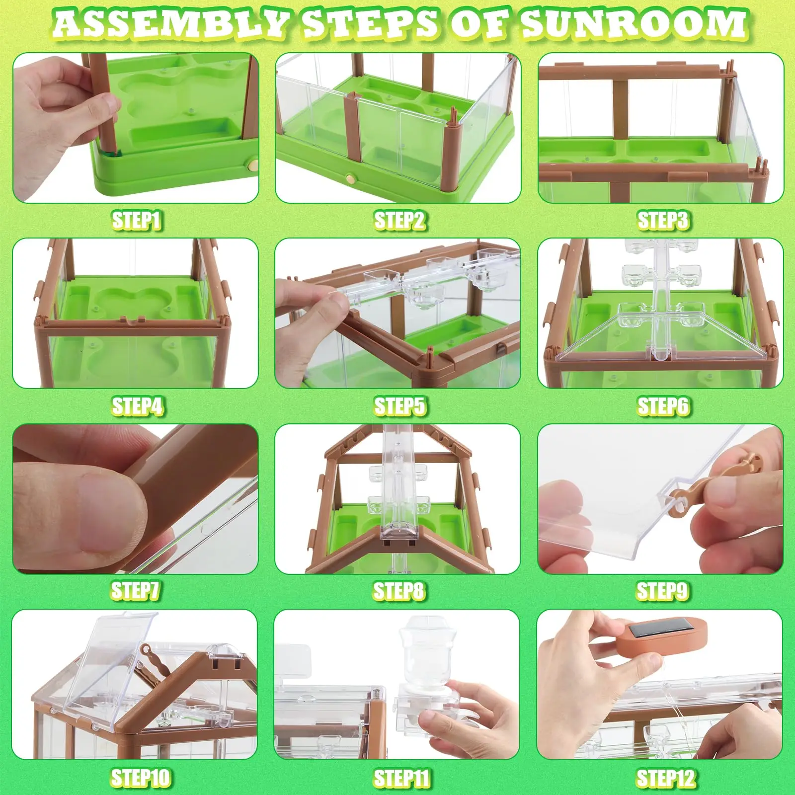 DIY Plant Sunshine Room Greenhouse Grow Room Garden Set Plant Growing Kit for Kids Drip Irrigation System and Grow Light