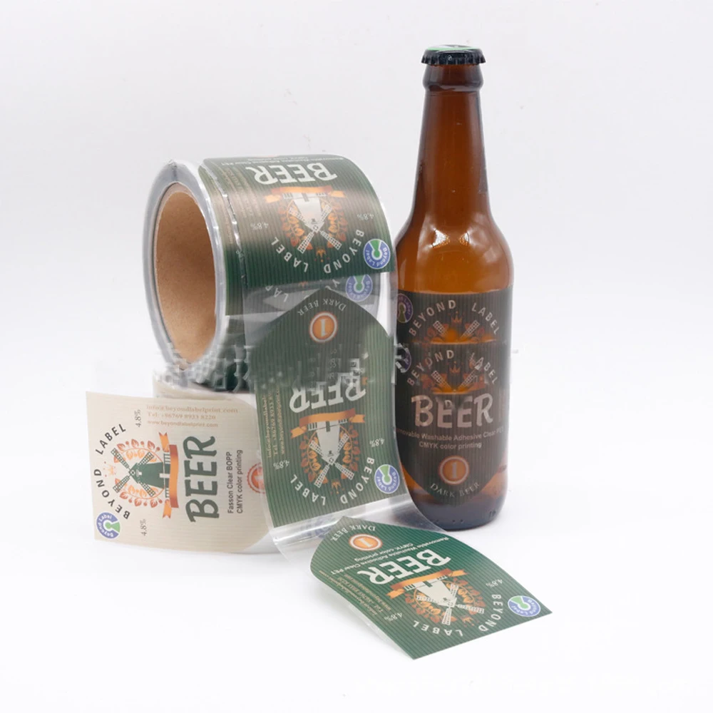Hot sale custom freezer adhesive 330ml craft beer can PLA labels waterproof roll matte biodegradable packaging sticker