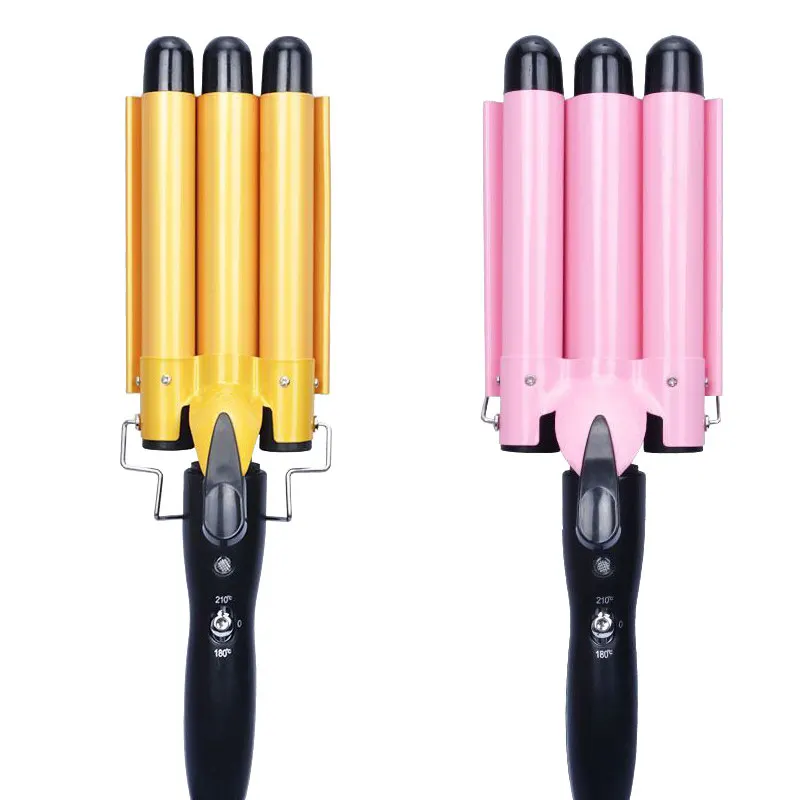 Popular 3 Barrel Hair Curler Style Drop shipping 2021 Hair Ccurling Heated Professional Rotating Triple Barrel Hair Curler