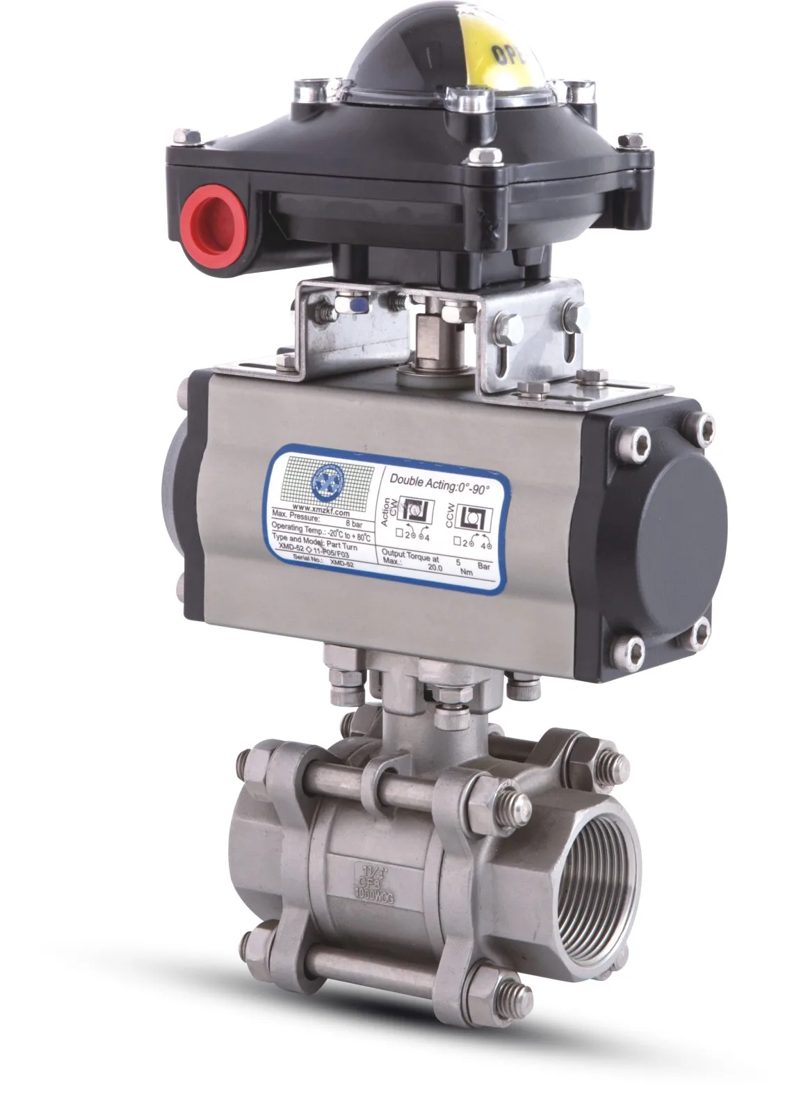 Custom Factory Wholesale Air Actuated Three-Way On-Off Pneumatic Thread Ball Valve
