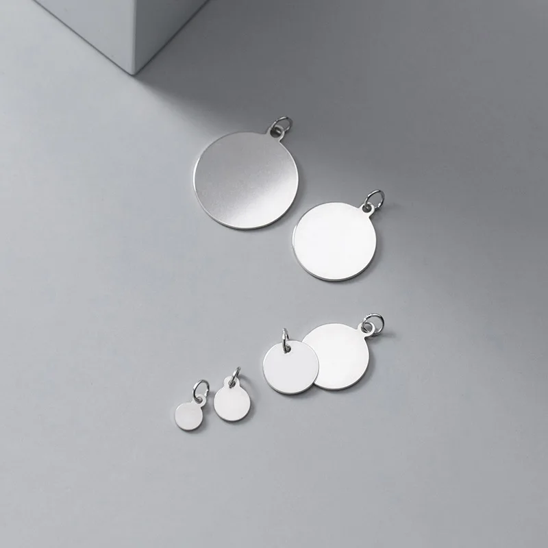 Best selling sterling silver S925  disc round pendant for diy accessories jewelry making bracelet