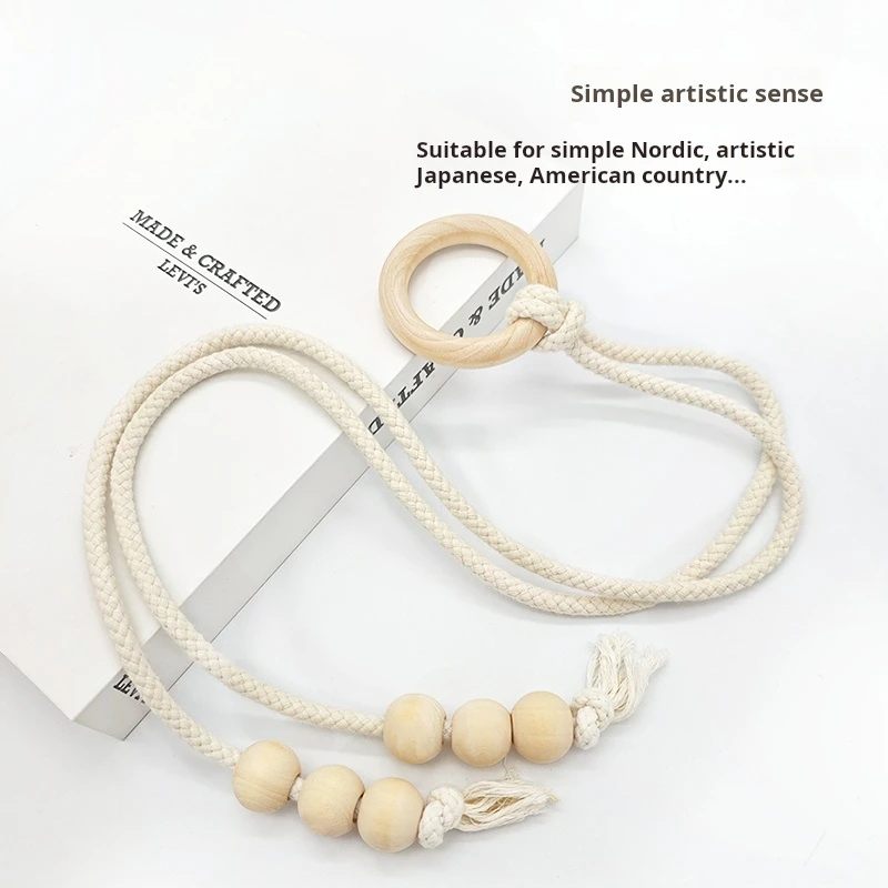 Curtain rope strap Nordic simple cotton string tie strap light luxury high-end living room white yarn curtain tieback