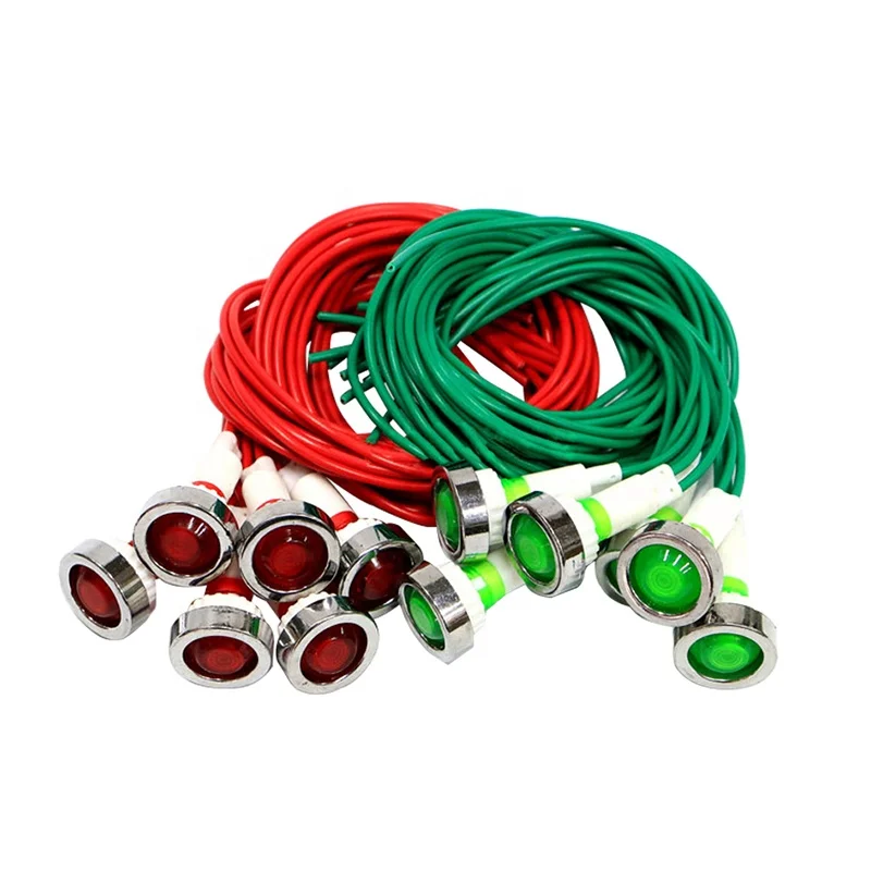 Yueqing Factory DC12V DC24V AC220V AC380V 10mm Neon Signal Lamp XD10-7 Indicator Lamp Light with 20CM wire
